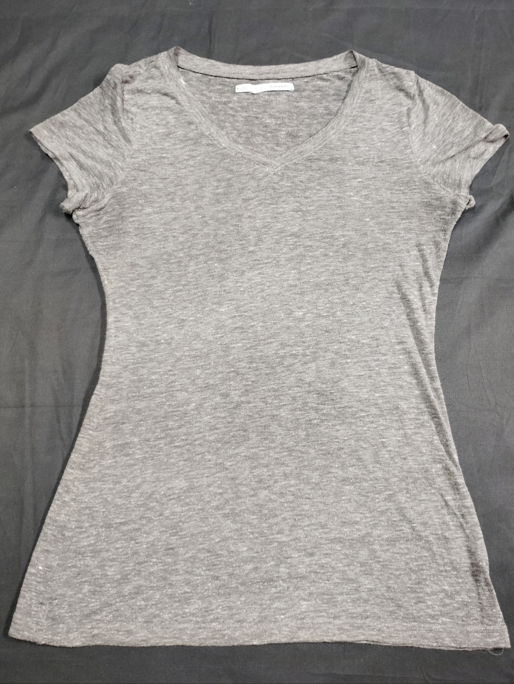 Women's Gray V-Neck Short Sleeve Tee